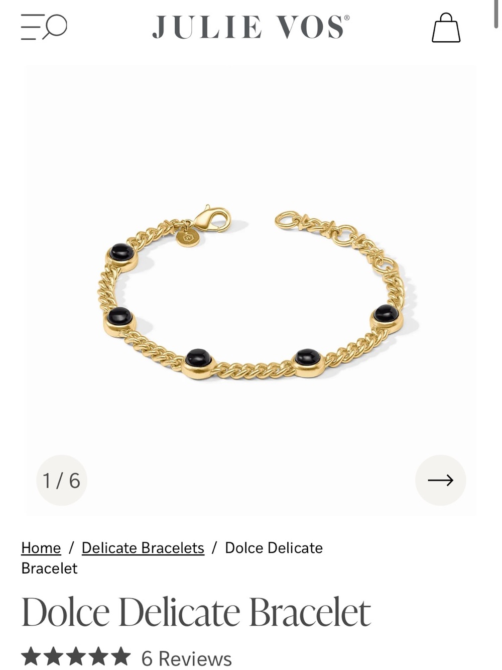 Julie Vos Gold Bracelet with Black Cabochons